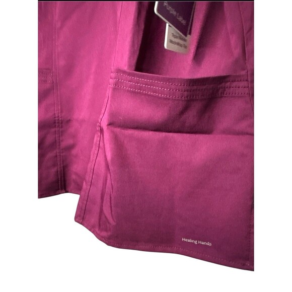 Healing‎ Hands Purple Label Jordan Triple Needle Mock-Wrap Scrub Top 2X Wine - Picture 2 of 9